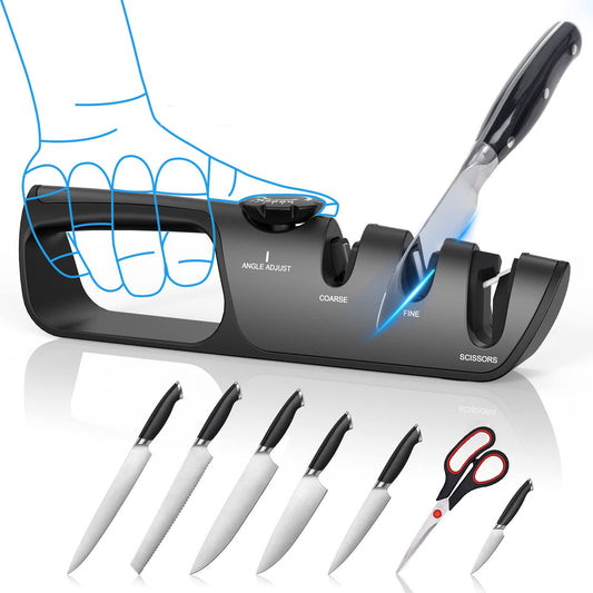 messerschärfer, anwendung, küchenmesser, schere