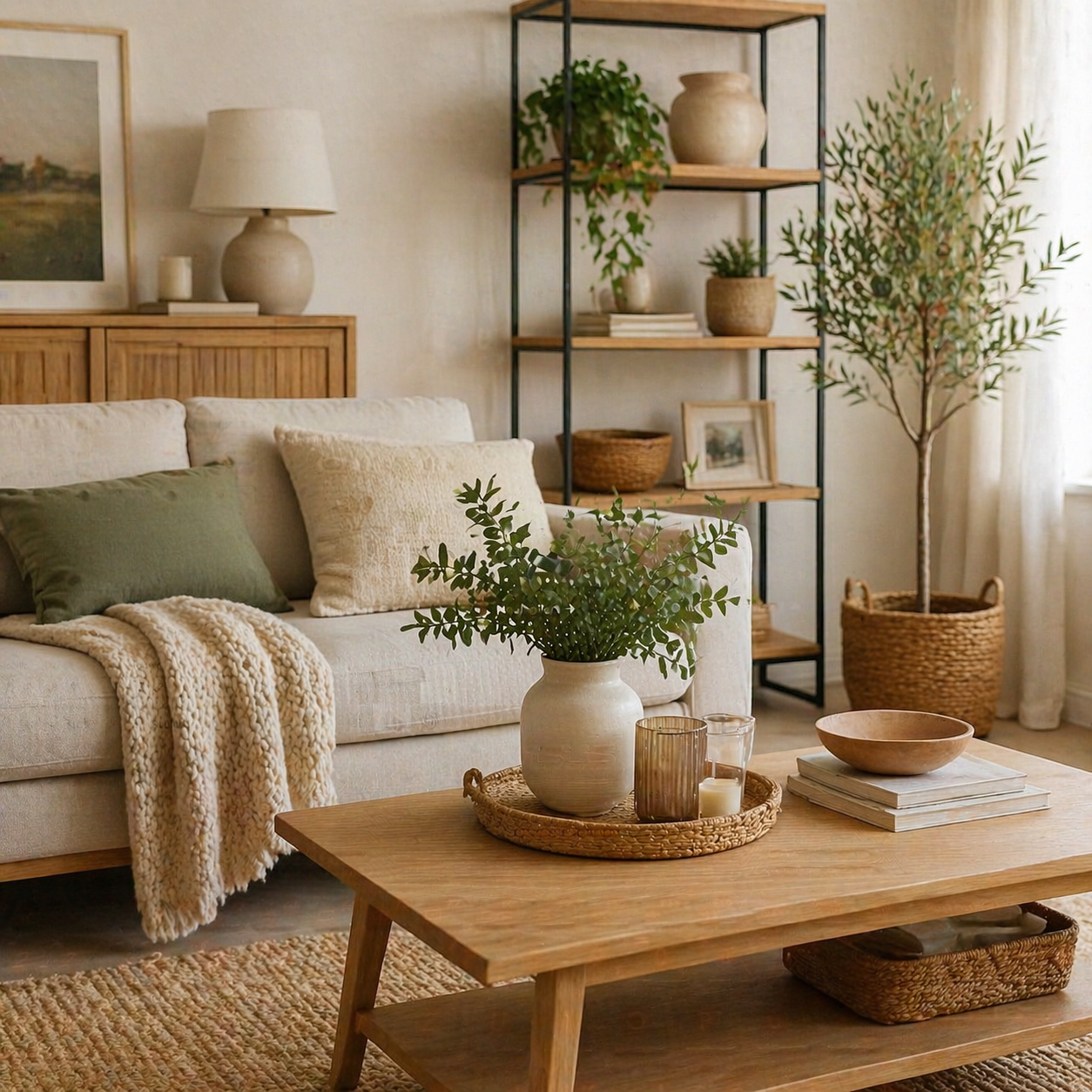 Ein gemütlich eingerichtetes Wohnzimmer mit modernen Deko-Elementen im W!GO Store.