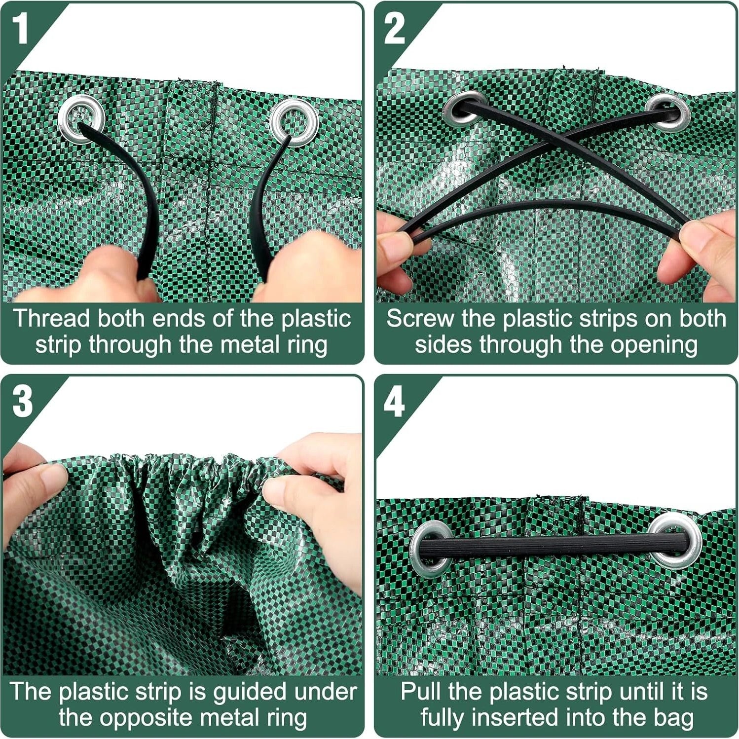 Gartenabfallsack Montage, Anleitung Schritt für Schritt, Kunststoffring einsetzen, Öffnung stabilisieren, Befestigungssystem, Gartensack Aufbau